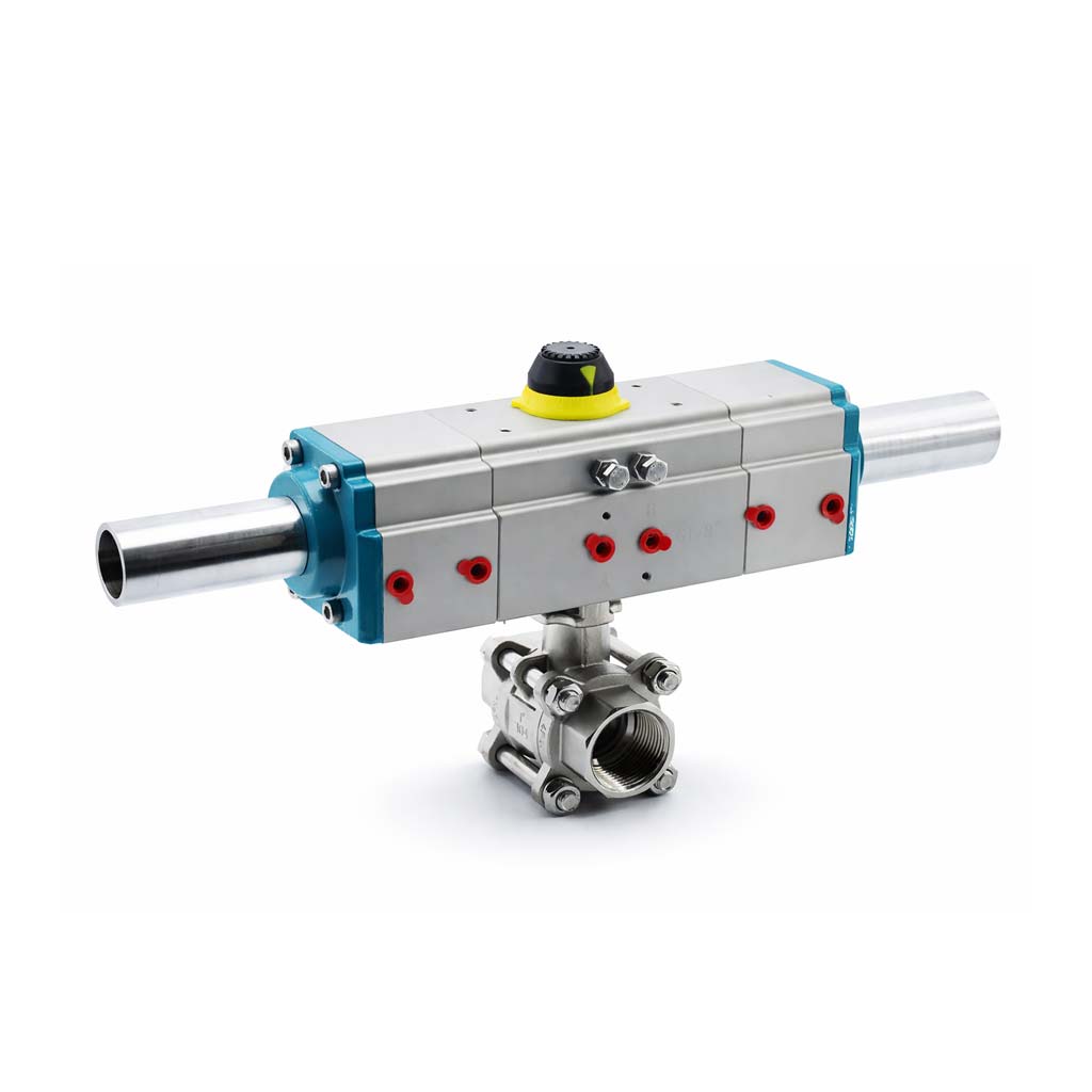 3 Pozisyonlu Pnömatik Aktüatörlü Dişli Paslanmaz Küresel Vana